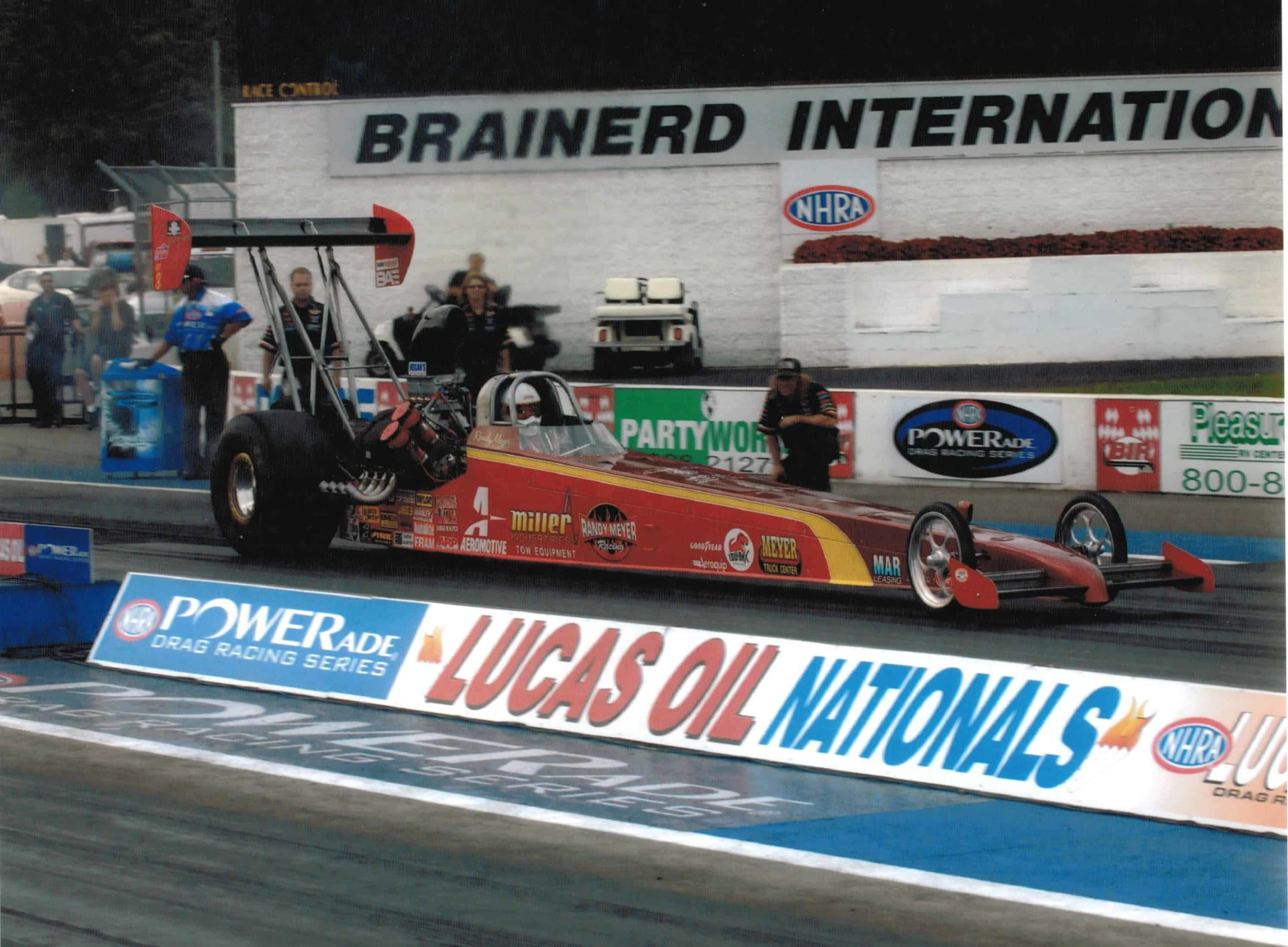 Randy Meyer Racing A car top alcohol dragster staged at Brainerd International Raceway